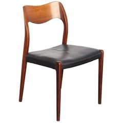 Single Rosewood Jl Møller Model No. 71. Dining Chair by Arne Hovmand Olsen