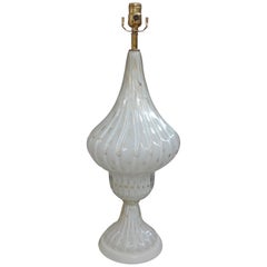 Large White and Gold Infused Murano Glass Lamp by Barovier