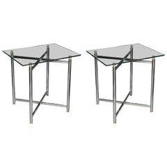 Pair of Mid-Century Brass and Chrome End Tables 12