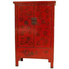 Fine Red Lacquer Armoire with Gilt Motif