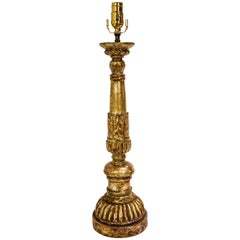Antique Neoclassical Silver Gilded Table Lamp