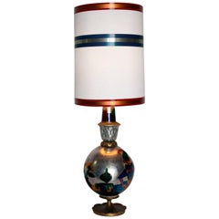 Mid-Century Hand-Painted Italian Whimsical Large Table Lamp