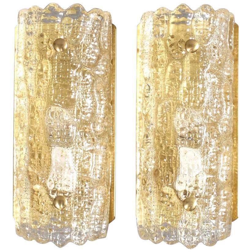 Carl Fagerlund Wall Sconces Wall Lights Swedish Orrefors Glass 1960s  For Sale