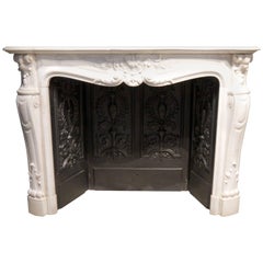 Reproduction Statuary White Louis XV Style Marble Surround