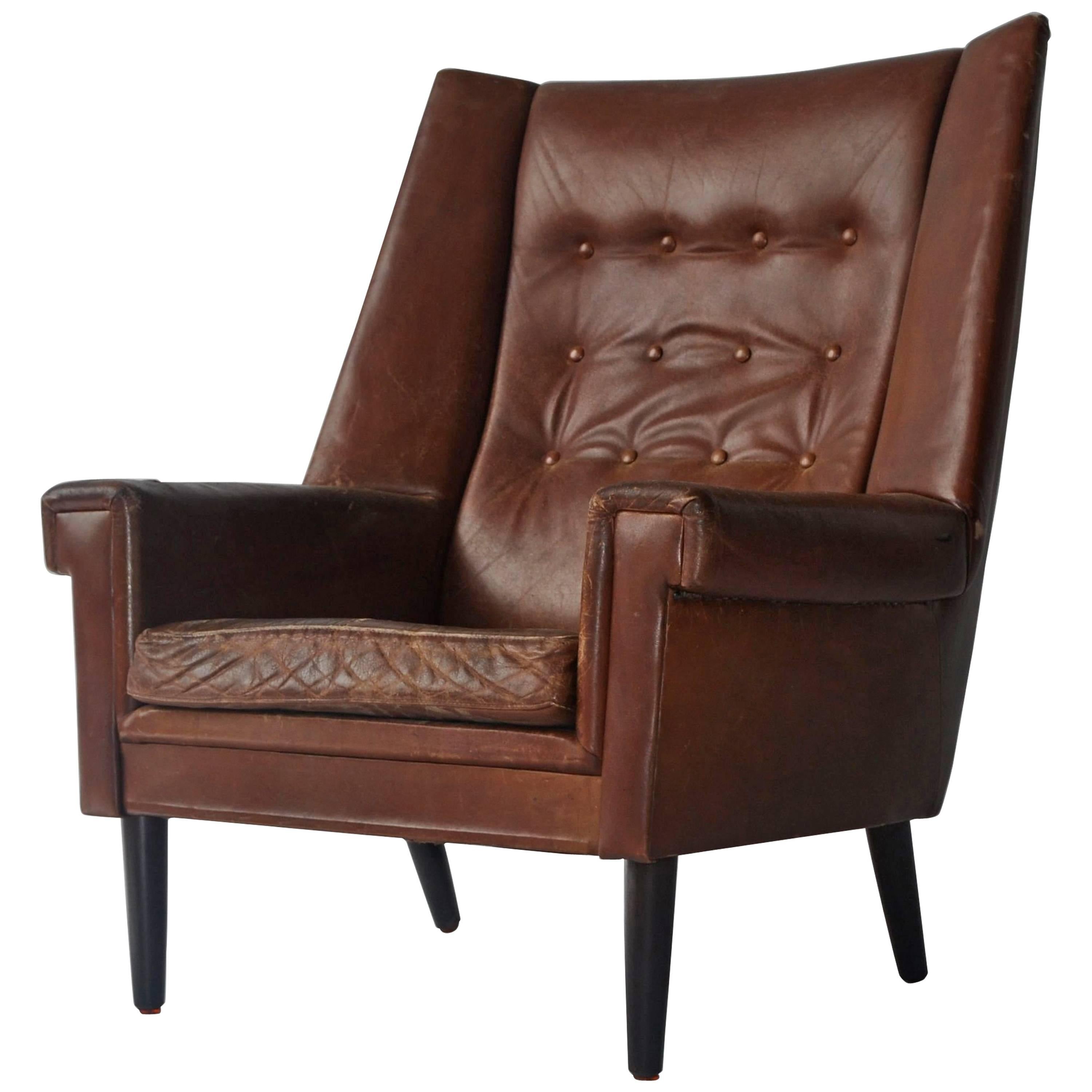 High Back Danish Lounge Chair For Sale