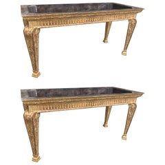 Large Pair of Gilded and Finely Carved Console Tables