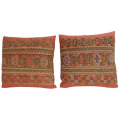 Pair of 19th Century Woven Turkish Orange Decorative Pillows 1