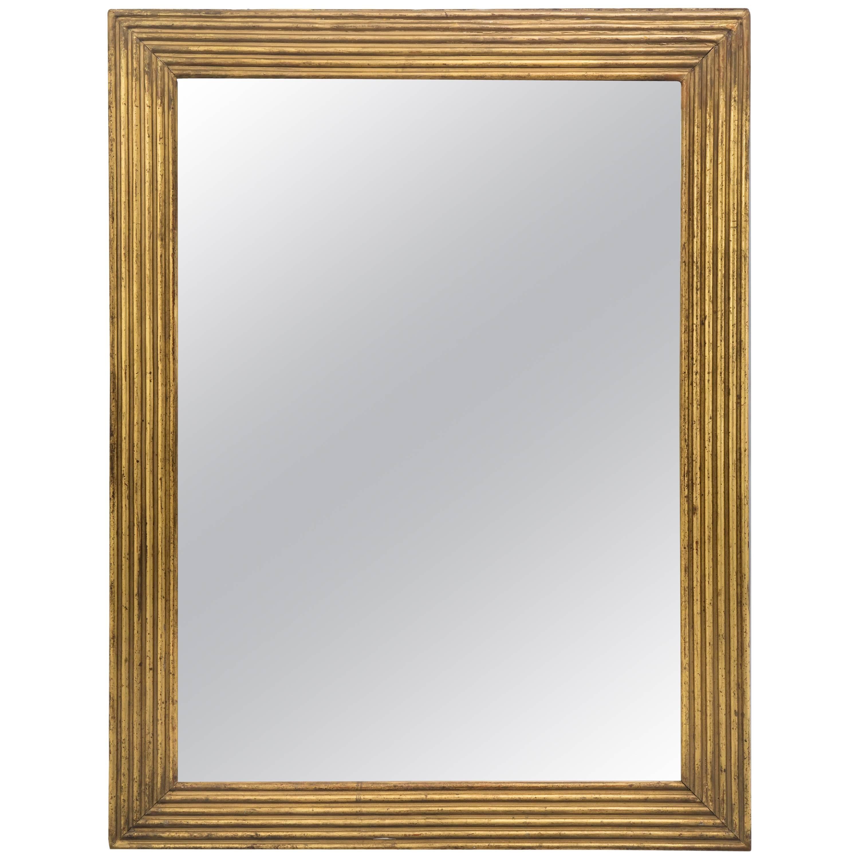 American Ribbed Giltwood Rectangular Mirror
