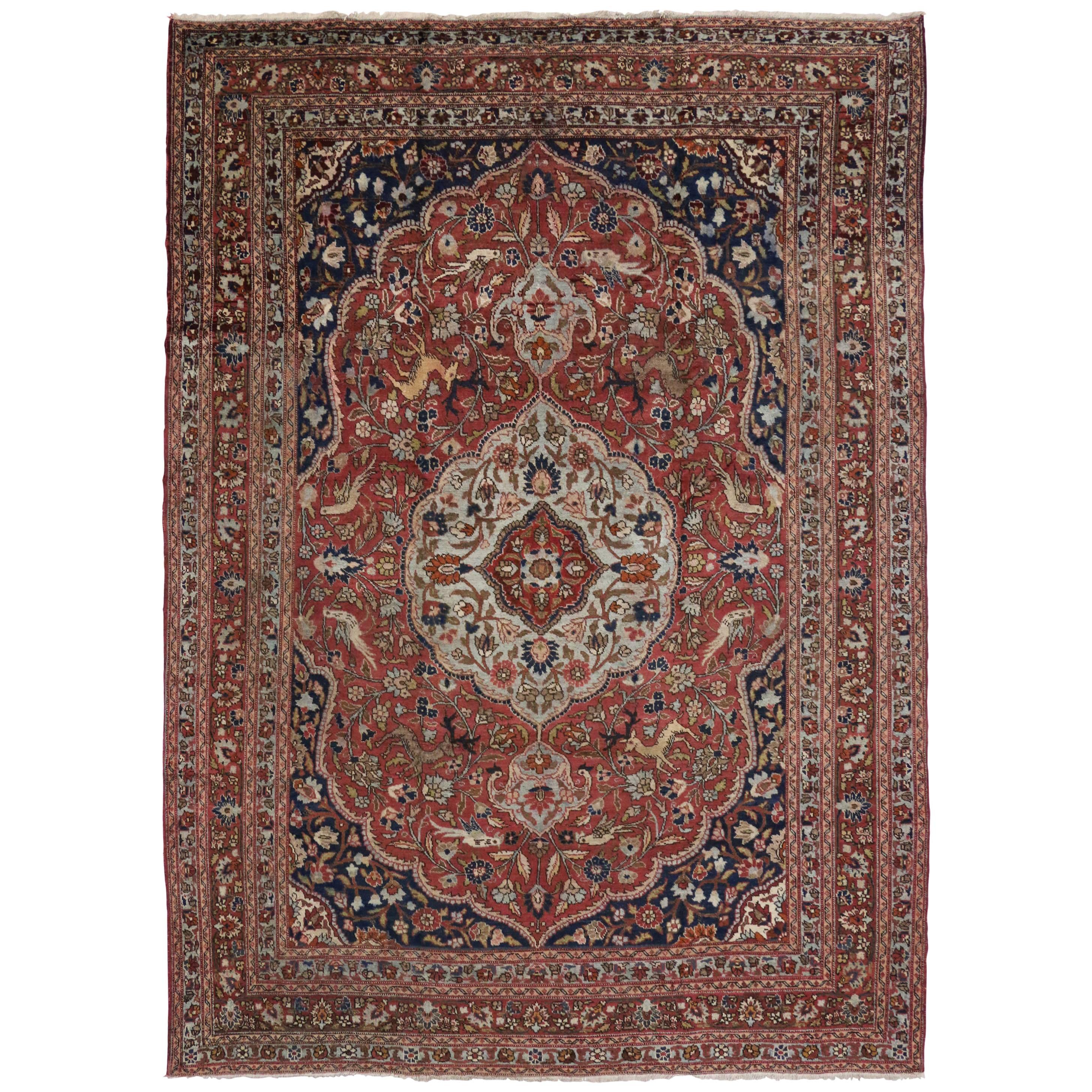 Antique Persian Tabriz Palace Size Rug with Arts & Crafts Renaissance Style For Sale