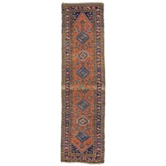 Antique Heriz Persian Runner with Modern Tribal Style