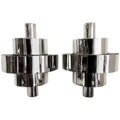 Pair of Deco Chrome Sconces