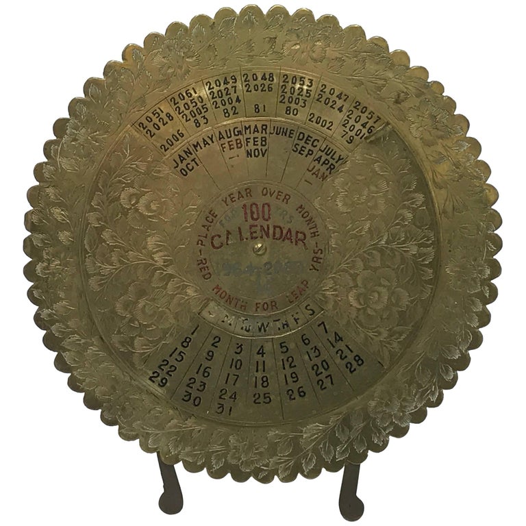 1960s Brass 100 Year Calendar at 1stDibs