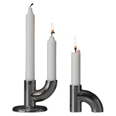 Alia SINGLE, 21st Century Minimal Chrome Plating Stackable Candleholder