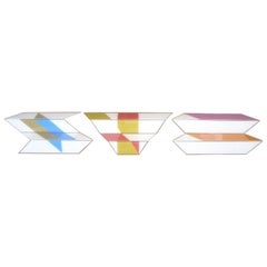 Charles Hinman "Crystals" 3pcs "1970" Wall Sculpture, Silkscreen Acrylic Signed 8