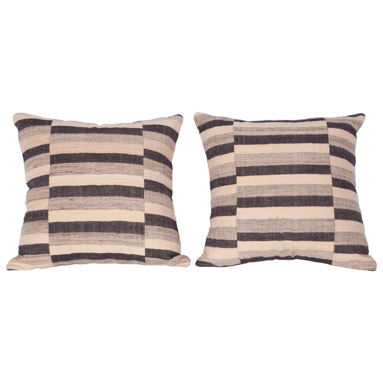 Pillow Cases Made Out of an Anatolian Turkish Mid20th Century Kilim