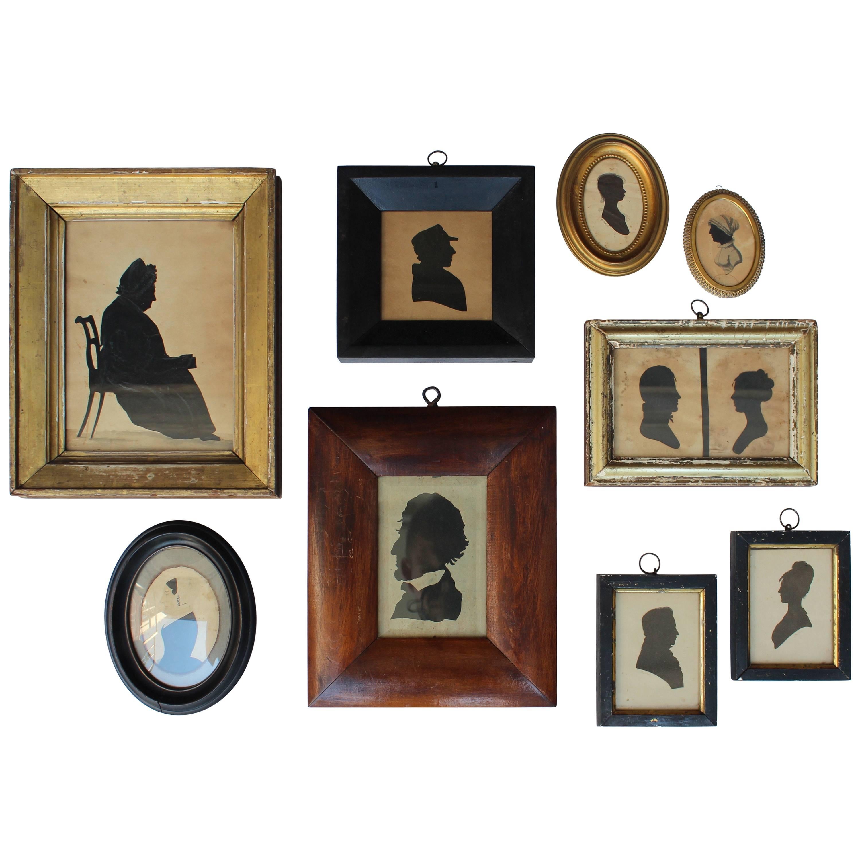 Collection of Nine Antique Silhouettes 