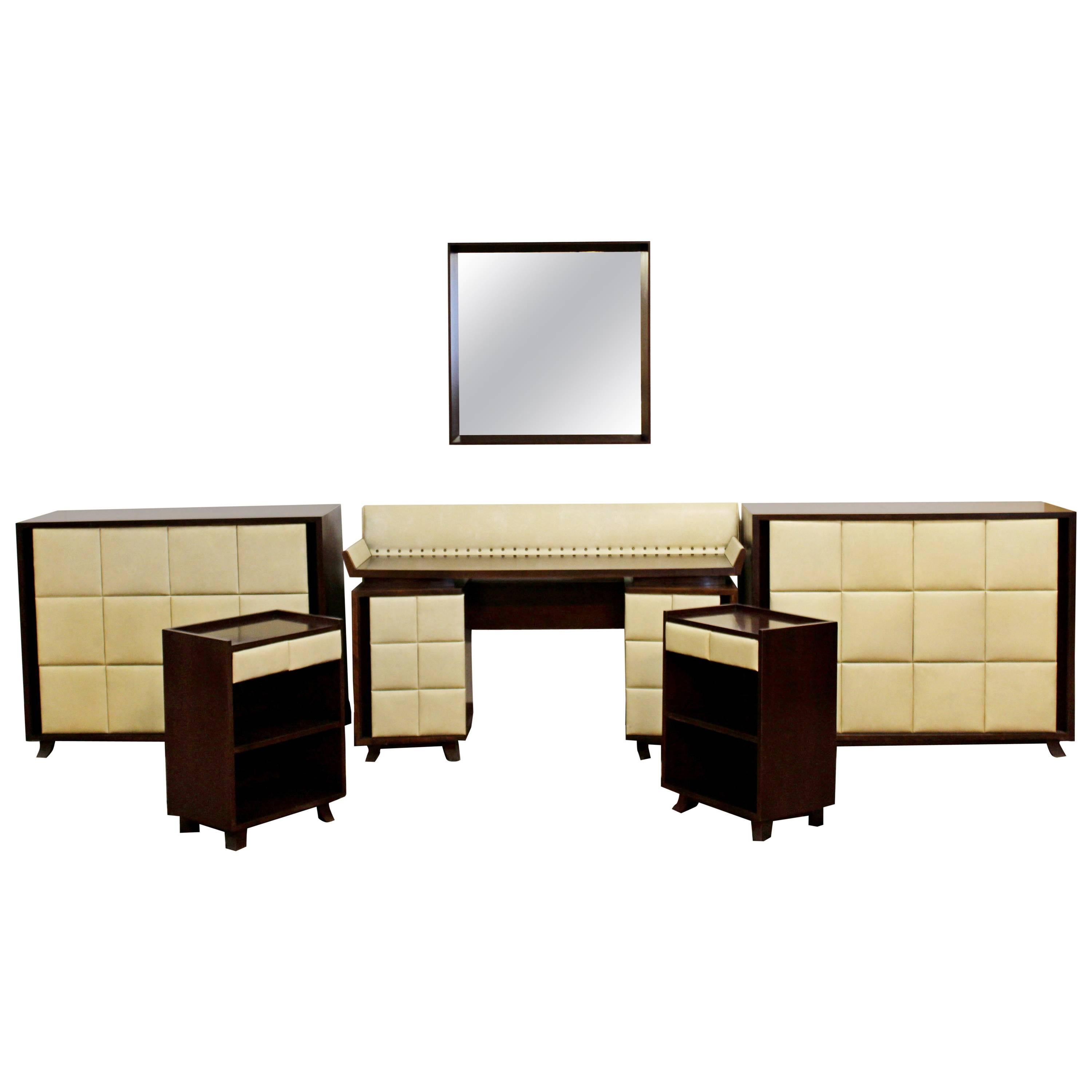 Art Deco Gilbert Rohde for Herman Miller Mahogany Seven-Piece Bedroom Set, 1930s