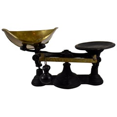 1900s Cast Iron Table Top Mercantile Scale with Brass Scoop