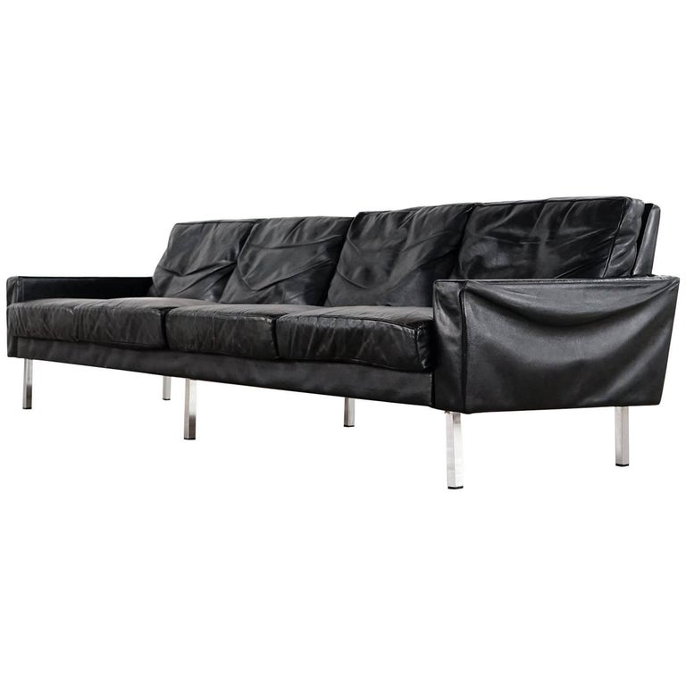 Nelson Loose Cushion FourSeat Leather Sofa, 1962 by Herman