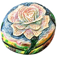 Contemporary Eddie Dominguez Ceramic Hand-Carved Floral Art Sculpture