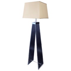 Mid-Century Modern Chrome and Lucite Acrylic Floor Lamp Springer Era, 1970s
