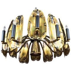 Tom Greene for Feldman Brutalist Brass Chandelier