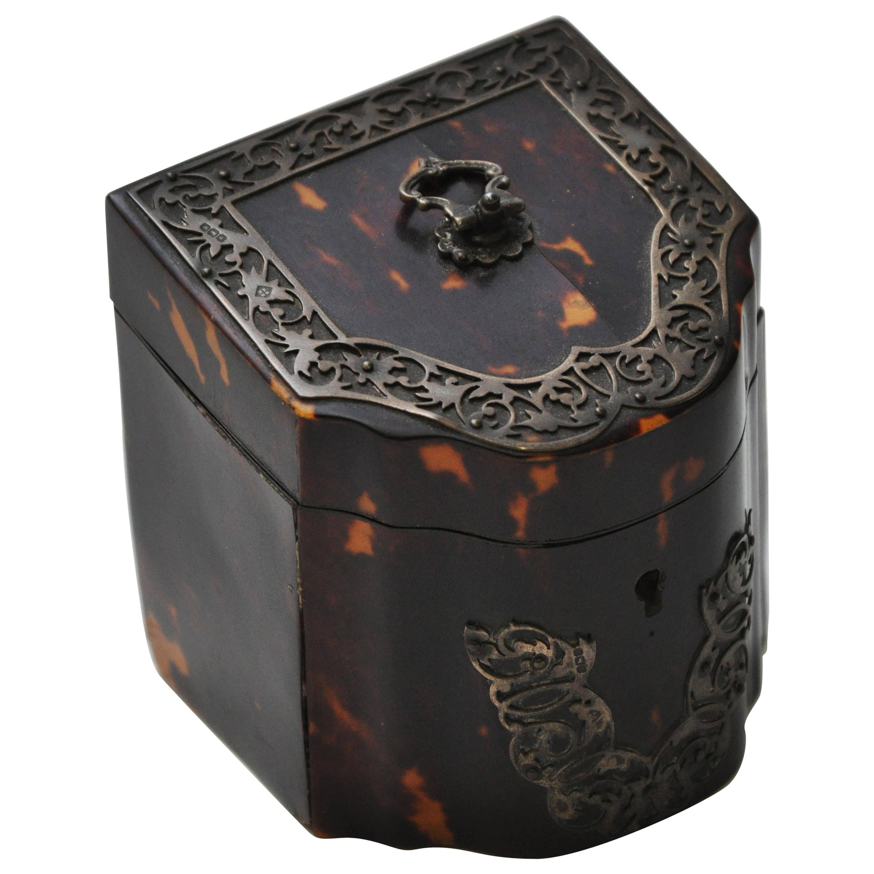 Rare 19th Century Tortoiseshell Tea Caddy