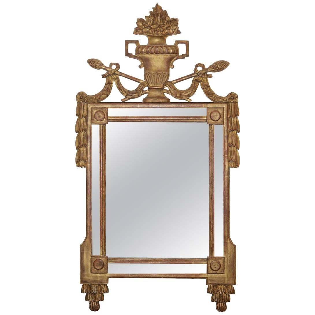 18th Century French Neoclassical Louis XVI Giltwood Mirror For Sale