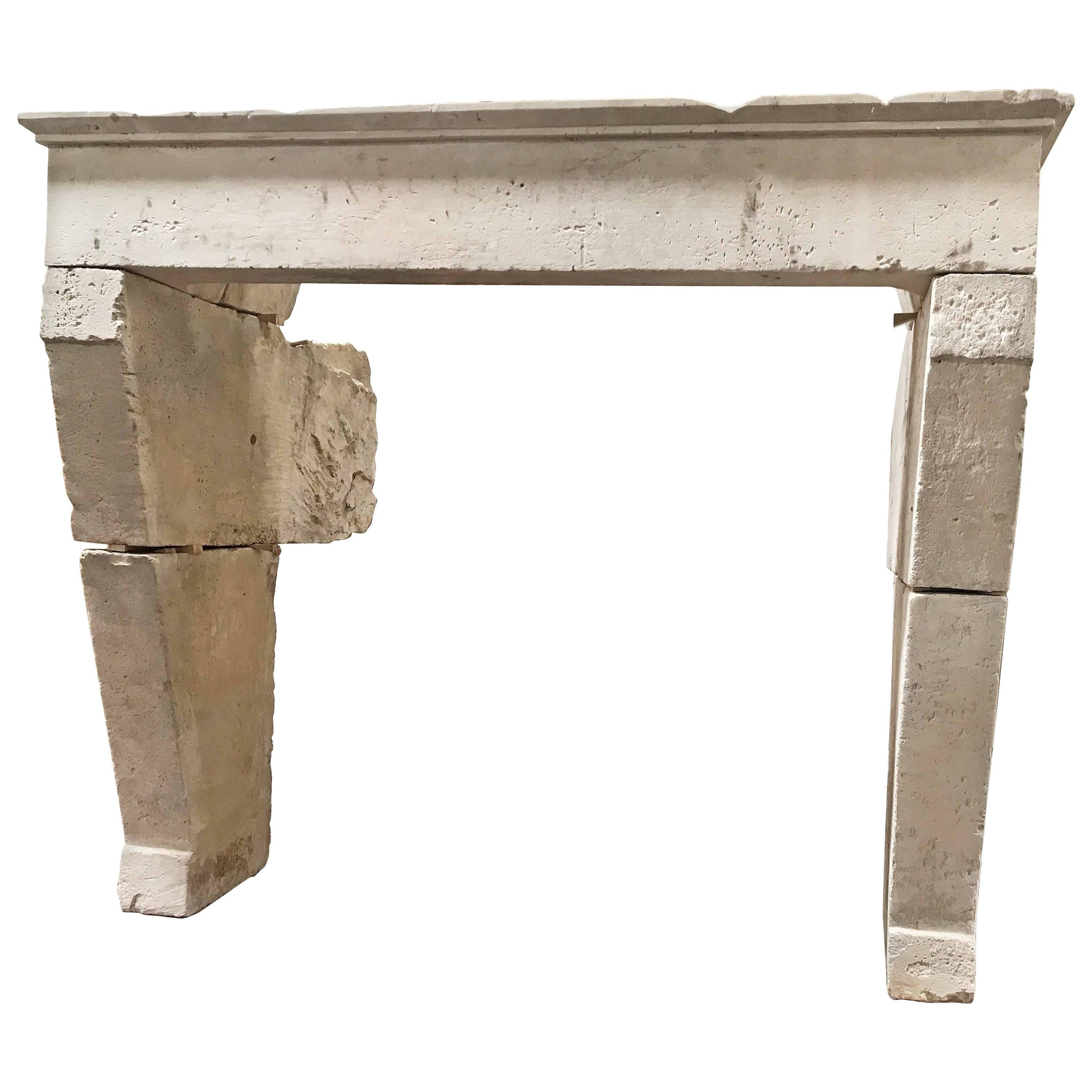 Antique Limestone Mantel, circa 1720