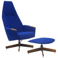 Adrian Pearsall for Craft Associates High Back Swivel Lounge Chair and Ottoman