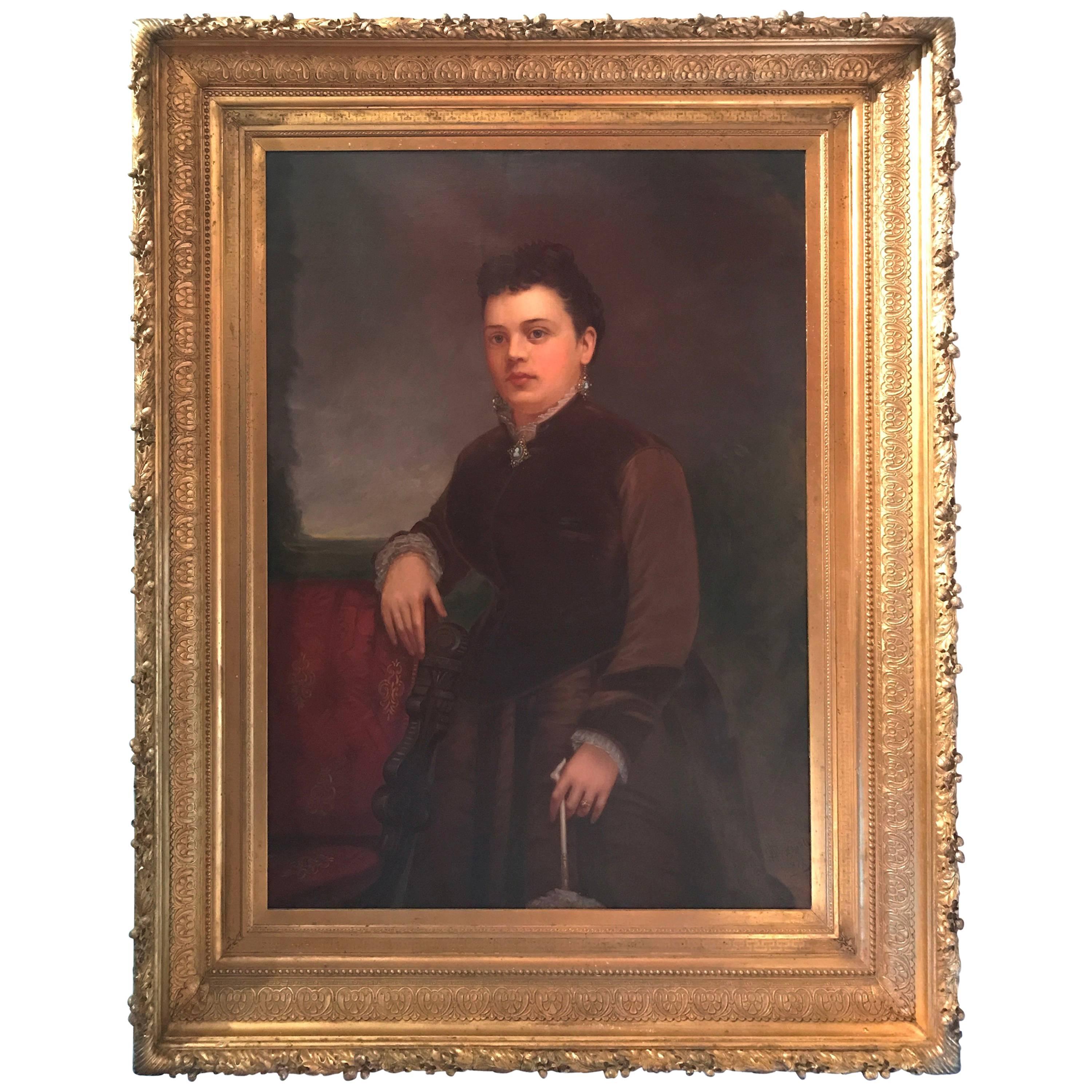 William F. Cogswell, Victorian Portrait of a Lady Dated 1877 For Sale
