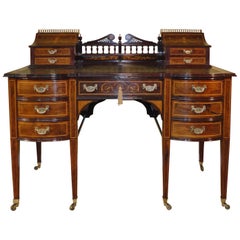 Sheraton Revival Rosewood and Marquetry Inlaid Desk, 19th Century
