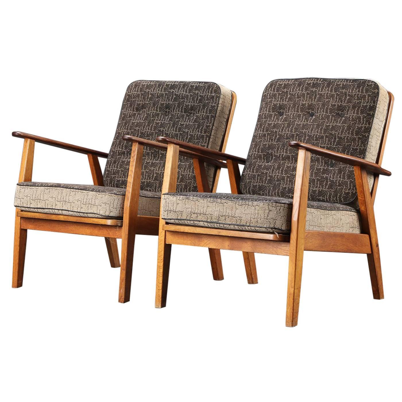 Pair of Danish Hans Wegner Style Midcentury Easy Chairs in Teak