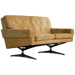 Svend Skipper Attributed Airport-Style Two-Seat Sofa or Settee in Suede