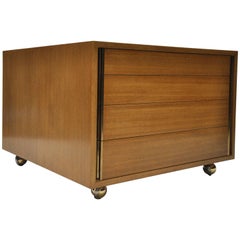 Ed Wormley for Dunbar Four-Drawer Blonde Mahogany Chest or Lamp Table on Casters