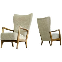 Soren Hansen Pair of High Back Open Armchairs for Fritz Hansen, Denmark, 1940s