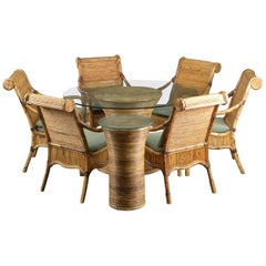 Al Fresco Dining Set in Rattan by Lysberg Hansen and Terp, Danish, Midcentury