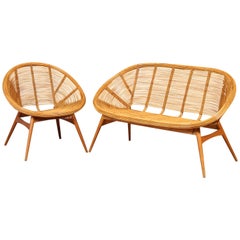 1960s Wicker Sofa with Teak Frame, Design from DDR