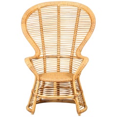 Retro High Rattan Wingback Chair