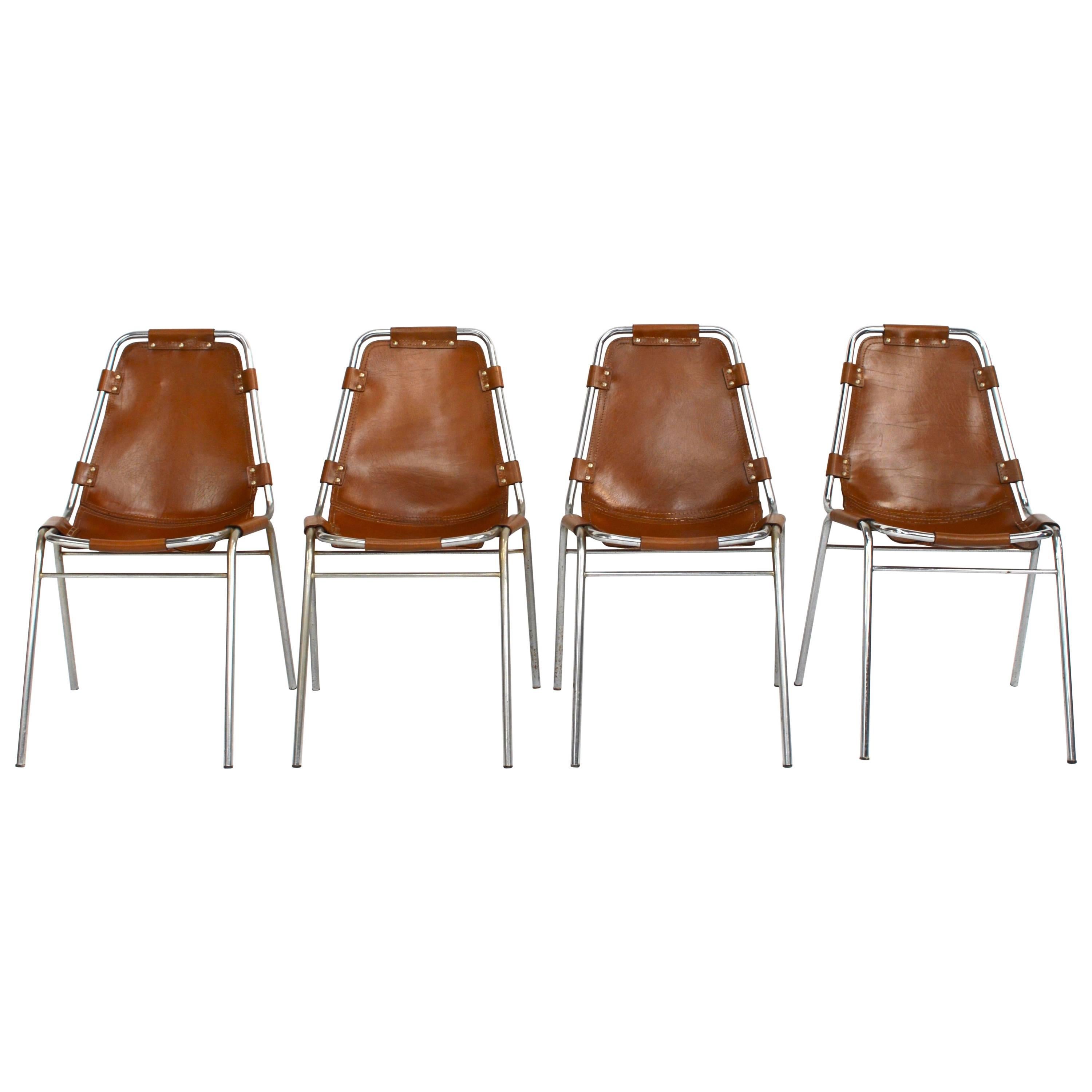 Set of Four Original Charlotte Perriand Les Arcs Chairs