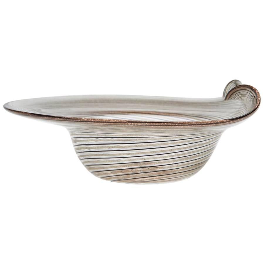Vintage Murano Venini/Salviati Thread Trailed Glass Bowl