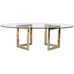 Italian Mid-Century Romeo Rega Coffee Table, Chrome and Brass