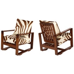 Sornay Attr. Art Deco Rosewood Lounge Chairs, France 1930s-1940s, Mid-Century
