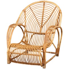 Rattan Lounge Chair, 1950s, Viggo Boesen Style, Danish