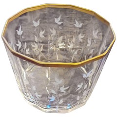 S.A.L.I.R. Murano Glass Vase Hand-Engraved with Flower Decor