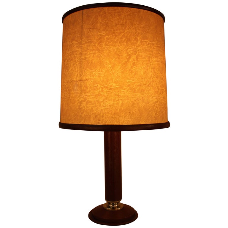 Le Tanneur Leather Table Lamp With Matching Lampshade For At Le Tanneur Leather Table Lamp With Matching Lampshade For