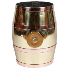 Victorian Brass and Copper Cask Converted to a Stick Stand or Planter 3