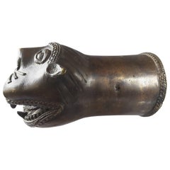18th-19th Century Palanquin Mythical Tiger Finial Handle in Bronze