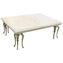 Rosa Aurora Marble Coffee Table with Brass Legs