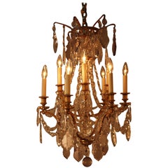 Antique French Baguès Doré Bronze and Crystal Chandelier